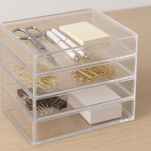 Stackable Acrylic Desktop Organizer Box Set